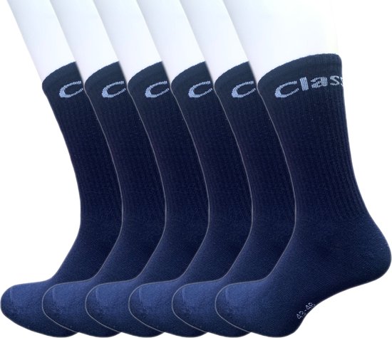 Classinn Crew inn plain geribbelde sokken katoen 12 paar met logo