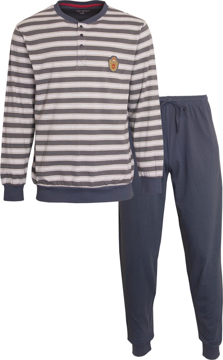 Paul Hopkins Heren Pyjama - Gestreept - Blauw/Grijs - Maat S