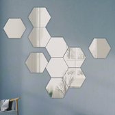 Orange85 Plakspiegel - Set - Zilver - Honingraat - 12 Stuks - 16.5 cm - Kunststof