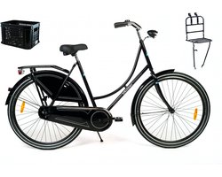 Wheelerz omafiets 28 inch /53cm zwart | incl voordrager & krat | rijklaar