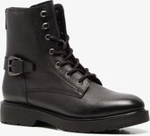 TwoDay leren dames veterboots - Zwart - Maat 38 - Echt leer