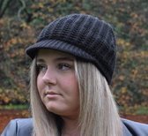 Hats&Co beanie met klep - zwart - met wol