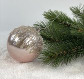 Oneiro's luxe kerstbal GLITTY roze  – ø80 mm - kerstbal - luxe verpakking – kerstcollectie – kerstdecoratie – kerstboomhanger – kerstversiering – goud