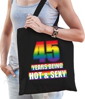 Hot en sexy 45 jaar verjaardag cadeau tas zwart - volwassenen - 45e verjaardag kado tas Gay/ LHBT / cadeau tas