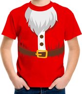 Kerstkostuum Kerstman verkleed t-shirt - rood - kinderen - Kerstkostuum / Kerst outfit M (116-134)