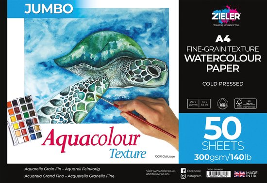 Foto: Professioneel aquarelpapier a4 van zieler aquarelblok met 50 vellen a4 aquarelpapier 300 gram