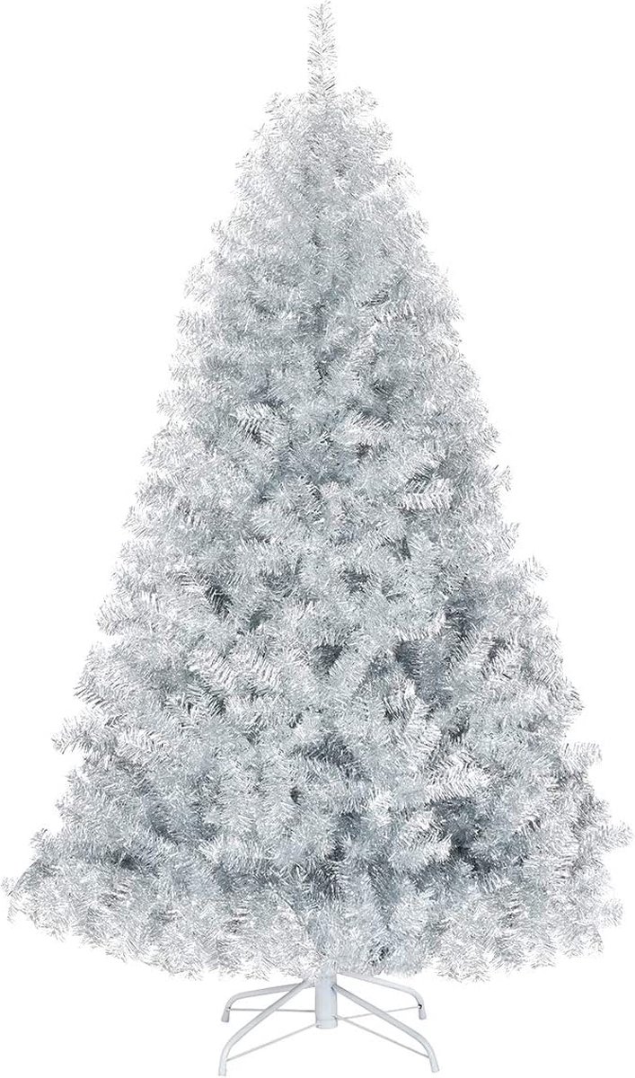 Kunstkerstboom Zilver - Metalen Standaard - PVC Naalden - Kerstmis - Kerstboom - 180 cm