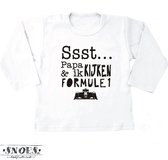 Ssst Papa en ik kijken Formule 1 * Tshirt lange mouwen wit * Maat 62 * Baby Cadeau * Kraam cadeau voor Papa's (en Mama's) Geboorte Cadeau * Baby Shower Cadeau* Snoes * Hippe Baby s