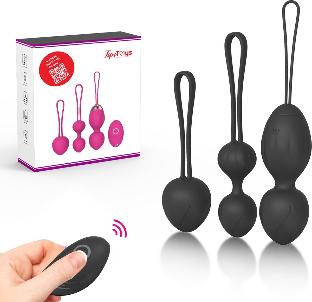 Goedkoopste TipsToys Kegelballen Vaginale Balletjes - Gspot Stimulator - Vibrators SexToys Vrouwen Zwart