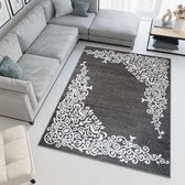 Tapiso Firet Vloerkleed Grijs Gebloemd Slaapkamer Tapijt Maat- 200x300