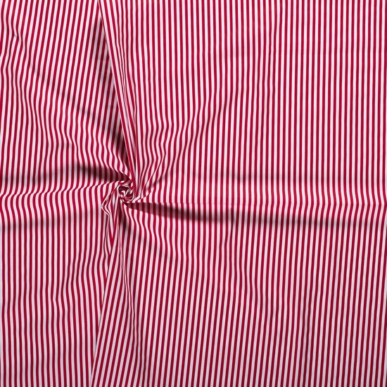 Tissu Katoen - Large rayure - 140cm de large - Rouge - 10 mètres