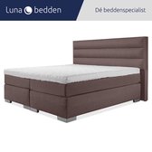 Luna Bedden - Boxspring Maya - 180x220 Compleet Bruin 3 Balken
