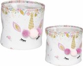 Eenhoorn opbergzakken - Set van 2 - Opbergmand kinderkamer - Slaapkamer decoratie meisje - Unicorn accessoires - Opbergen