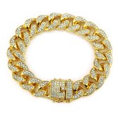 ICYBOY 18K Massieve Miami Heren Armband Verguld Goud [GOLD-PLATED] [ICED OUT] [18 cm] - Cuban Link Chain Urban Bracelet