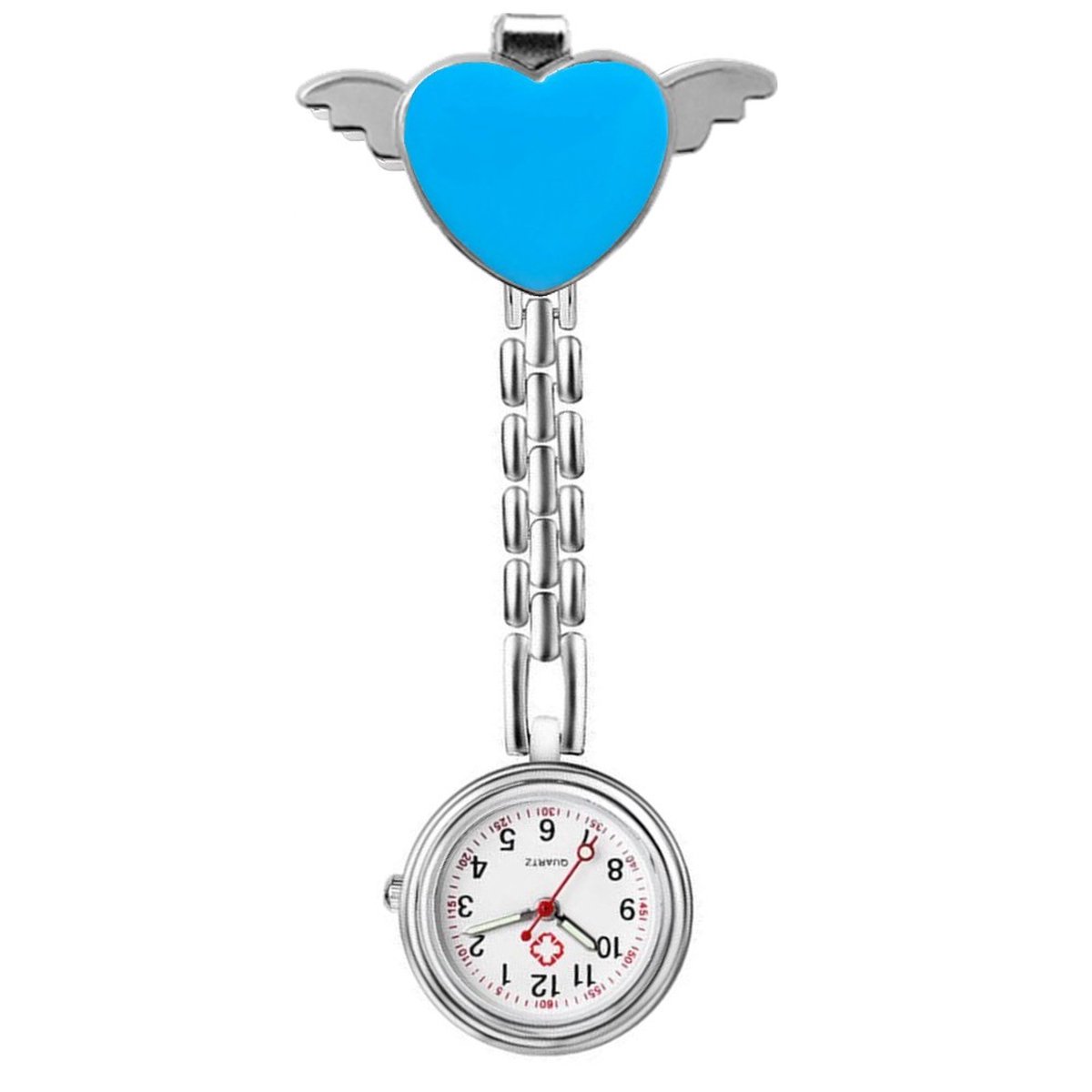 Fako® - Verpleegstershorloge - Zusterhorloge - Verpleegster Horloge - Hart Met Vleugels - Engelhart - Lichtblauw