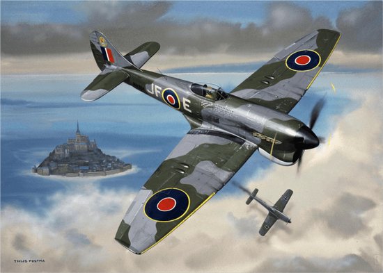 Thijs Postma - TP Aviation Art - Poster - Hawker Tempest Schiet Duitse Jager Neer - 50x70cm