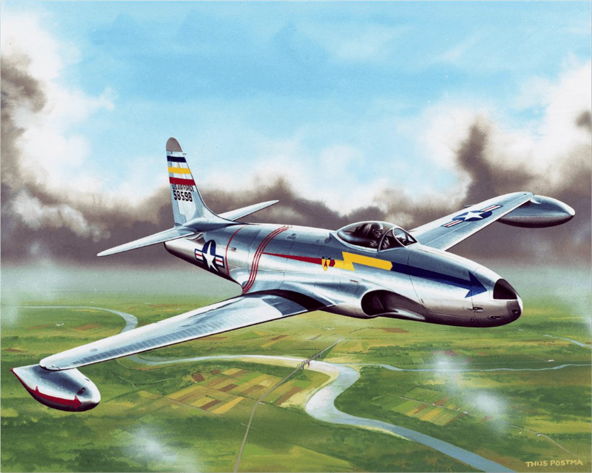 TP Aviation Art Thijs Postma - TP Aviation Art - Poster - Lockheed F-80B 36ste Fighter Group USAF - 40x50cm Kleur