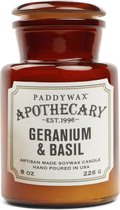 Paddywax Hardware Geurkaars – Geranium & Basil – Geurkaars in Glazen Apothekerspot