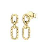 Lucardi Dames Goldplated oorknop met hanger twisted - Oorbellen - Cadeau - Echt Zilver - Goudkleurig