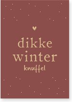 10x Kerst Ansichtkaart met Goudfolie en envelop - Dikke Winterknuffel