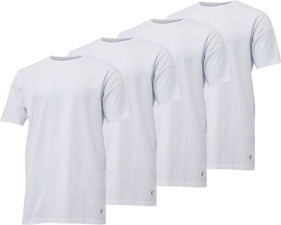 Gentlemen - 4-pak heren T-shirts longfit ( extra lang ) - voorgekrompen - 100% katoen - ronde hals - wit - maat 3XL