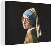 Peinture sur toile Fille à la perle - Johannes Vermeer - Lunettes - 120x90 cm - Décoration murale