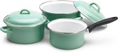 Lite Body Pannenset - 3-delig - 2 kookpannen & 1 steelpan - Emaille - Olijf groen