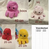 Set van  2 Octopus knuffels  inside out -  mood knuffel -gezien op Tik Tok  geeft je mood weer - Blij of Boos - maat 40*25 en 20*10 cm. Superzachte knuffel ; set bestaat uit octo 40 plain + 2