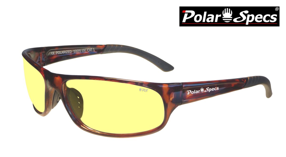 Polar Specs® Polariserende Nachtbril Striker PS9023 – Tortoise Brown – Polarized Nightdriving – Small – Unisex