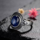 Zilveren ring Bohemian blue