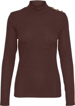 Vero Moda T-shirt Vmjanelle L/s Structure Button Top 10270321 Chicory Coffee Dames Maat - S