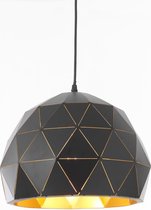 MEO Olbia Hanglamp - Eetkamer & Woonkamer Lamp - Metalen Kap - Goudkleurige Binnenkant - Zwart