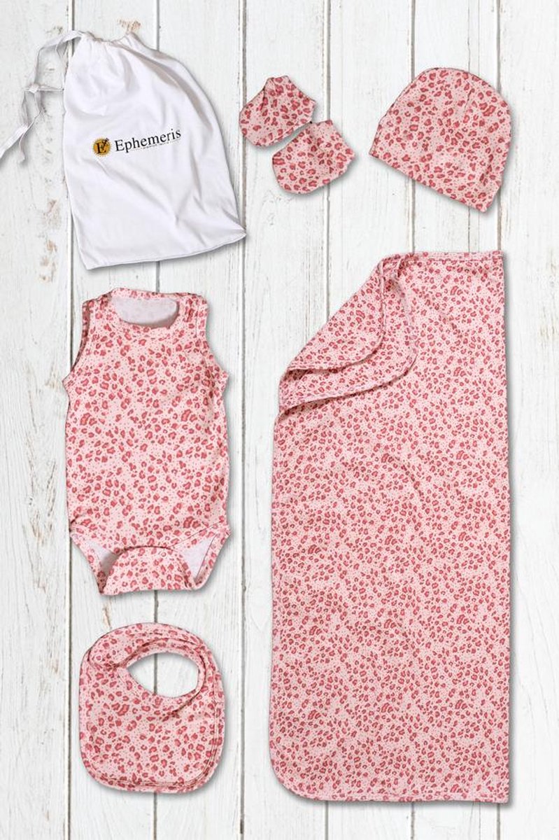 Goedkoopste Lubna Home Pas geboren Babyset 0-3 manden 100 Gekamde Katoen babyset 5 DELIG - LEO -ROZE