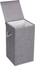 Segenn's wasmand - 85 L - waskist - wasverzamelaar van imitatielinnen - met magnetisch deksel - handgrepen - opvouwbaar - waszak afneembaar - grijs