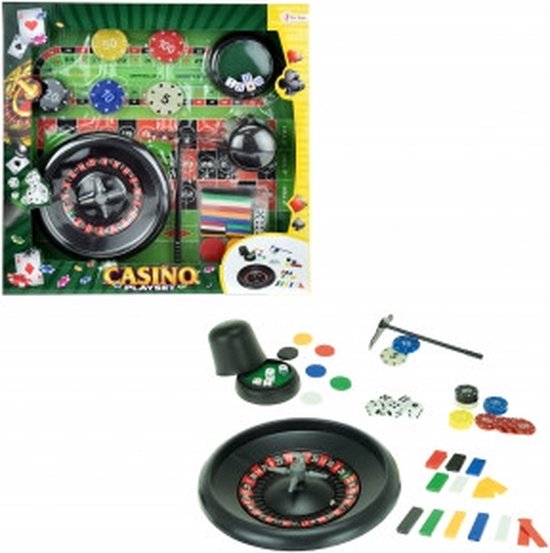 Thumbnail van een extra afbeelding van het spel Narvie - casino roulette set 32x32x5 - compleet zet incl fishes  en dobbelstenen
