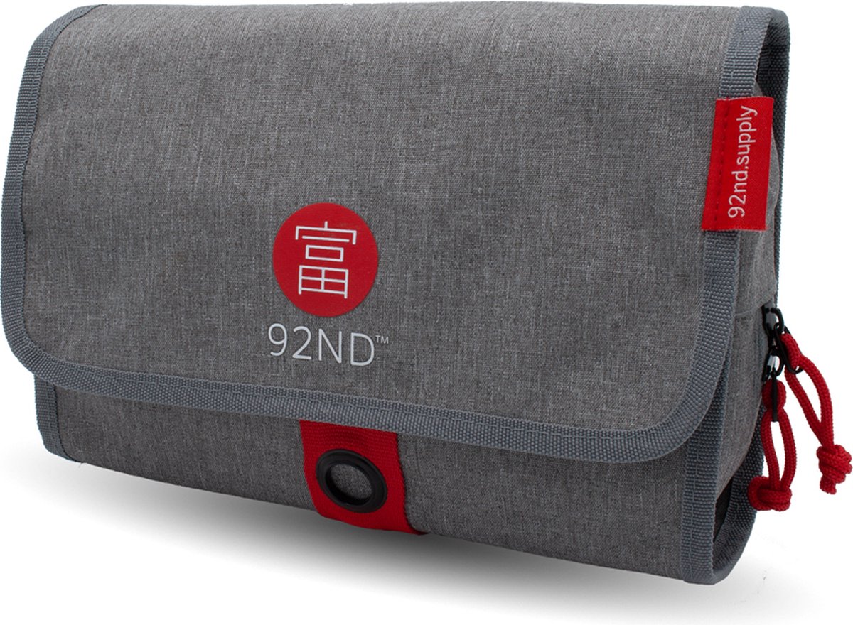 92ND.SUPPLY Handige Toilettas Heren – Grijs – Ophangen & Veel Vakken – Perfect Mannencadeau