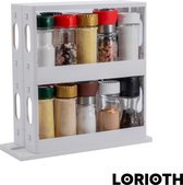 LORIOTH® Stijlvolle Kruidenrek - Specerijen - Praktisch Rek - Rek Voor Kruiden - 2 Lagen - Wit