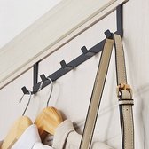 Kledingrek - Deur Kapstok - Ophangrek - Kapstokken met 5 haken - Over de deur kapstok - Kleding&jassen Ophangen - Handdoeken - Zwart