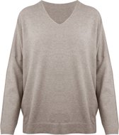 Trui Lauren - Zachte Basic Trui met V-hals - Dun Gebreid - Taupe