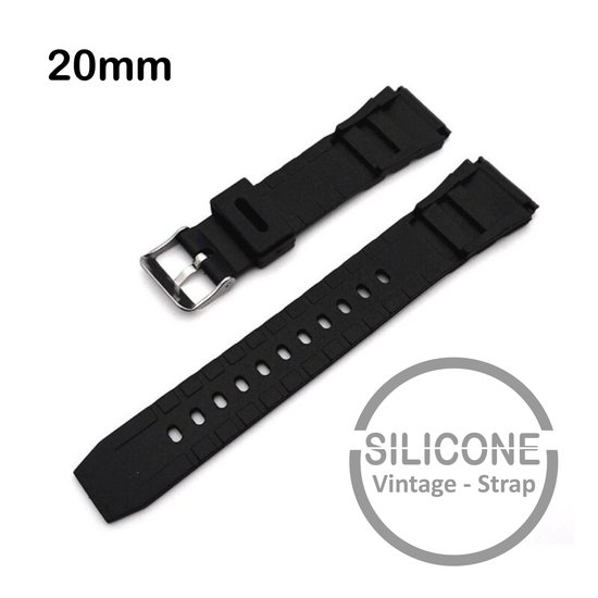 20mm Rubber Siliconen horlogeband zwart passend op Citizen en alle |