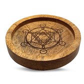 Mango Hout Kristal Grid Metatron 15 cm