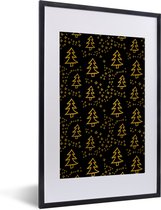Cadre photo avec affiche - Sapin de Noël - Or - Motif - 40x60 cm - Cadre pour affiche - Décorations de Noël - Décoration de Noël pour l'intérieur - Noël