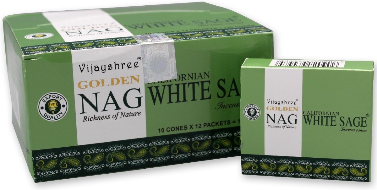 Golden Nag white sage wierookkegels - witte salie - wierook - dhoop kegels - doos 12 stuks Multicolor