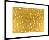 Cadre photo avec affiche - Noël - Or - Motif - 90x60 cm - Cadre pour affiche - Décorations de Noël - Décoration de Noël pour l'intérieur - Noël