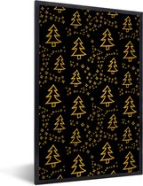 Cadre photo avec affiche - Sapin de Noël - Or - Motif - 40x60 cm - Cadre pour affiche - Décorations de Noël - Décoration de Noël pour l'intérieur - Noël