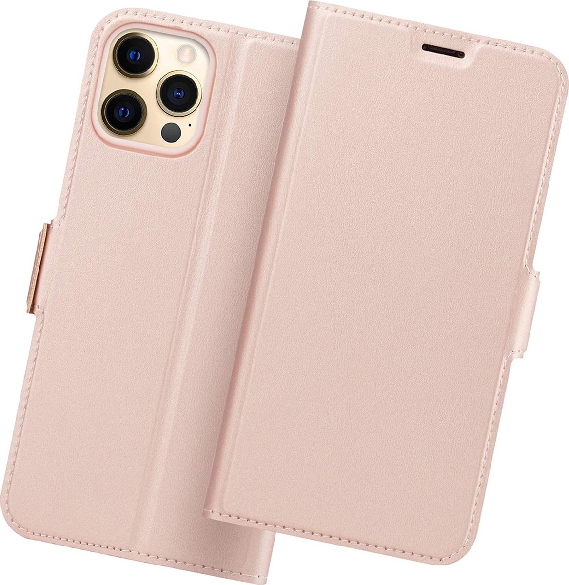 Holidi - Book Case - Iphone 12 Pro Max 6.7 - Gold Rose - Pashouder - Magnetisch - Lichtgewicht