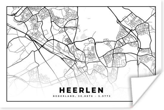 Poster Plan de la ville - Heerlen - Nederland - 180x120 cm XXL