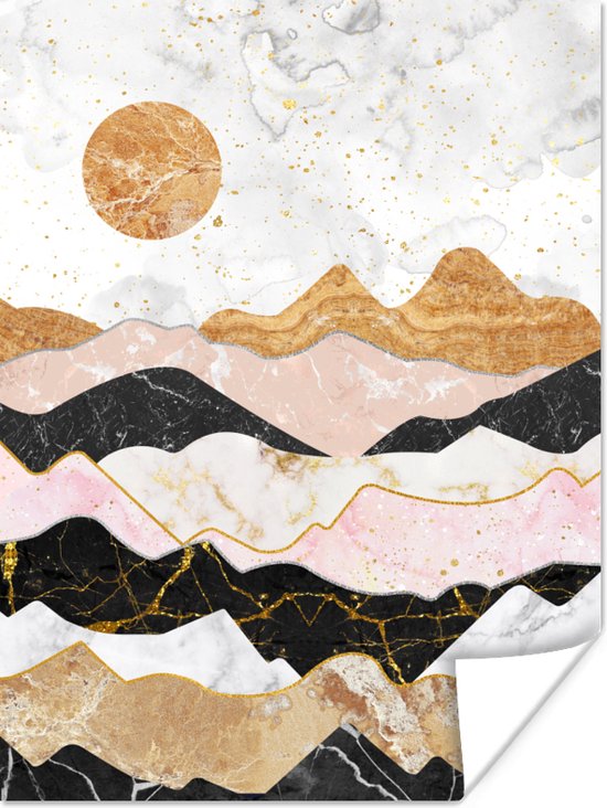 Affiche Pastel - Marbre - Or - 60x80 cm