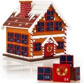 Adventskalender Houten Winterhuisje, Kerst, Advent, Kerstkalender, 29x21x32cm, hout