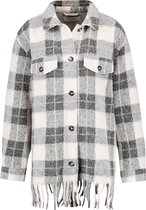GERRY WEBER Dames Shacket met franjes Cream Grey Karo-38